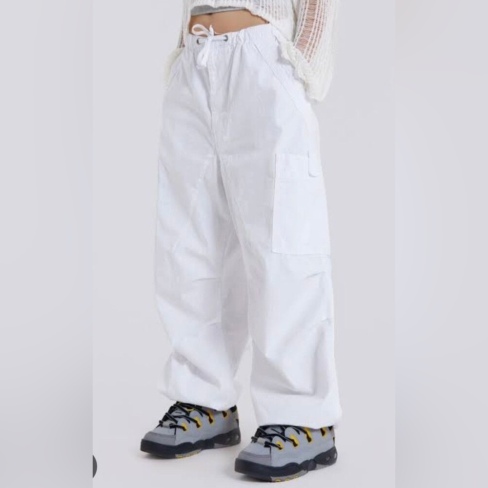 Jaded London | White Parachute Cargo Pants